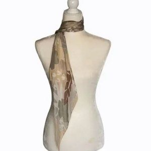 Liz Claiborne Leaf Scarf Long Rectangle Neutral